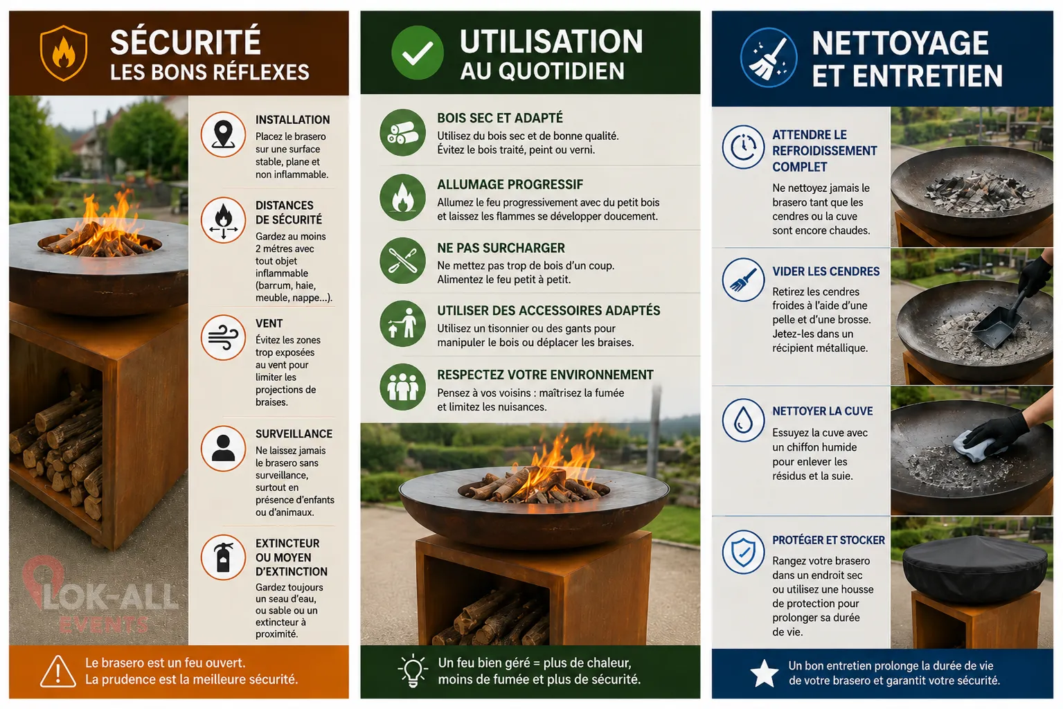 Les 3 étapes pour utiliser un brasero en sécurité